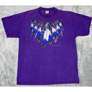 90s Vintage Alaska Native American Tribal‎ Multicolor Graphic Shirt Tee VTG XL